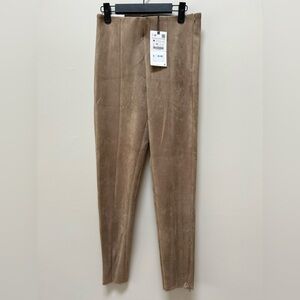 *NWT* Zara suede like mid rise camel cigarette pant / legging